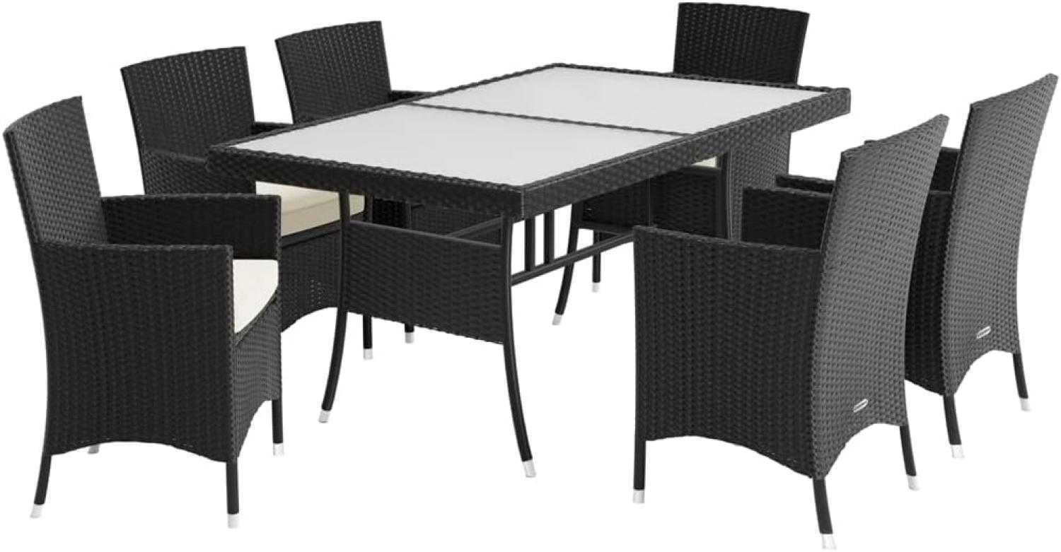 Casaria Gartengarnitur Poly Rattan Polyattan mit Auflage schwarz Bild 1