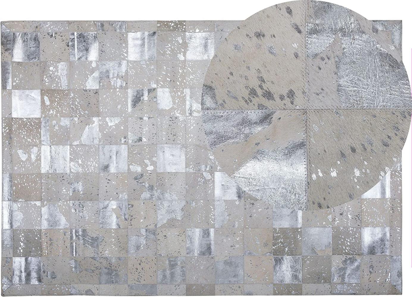Teppich Kuhfell beige / silber 140 x 200 cm Patchwork YAZIR Bild 1