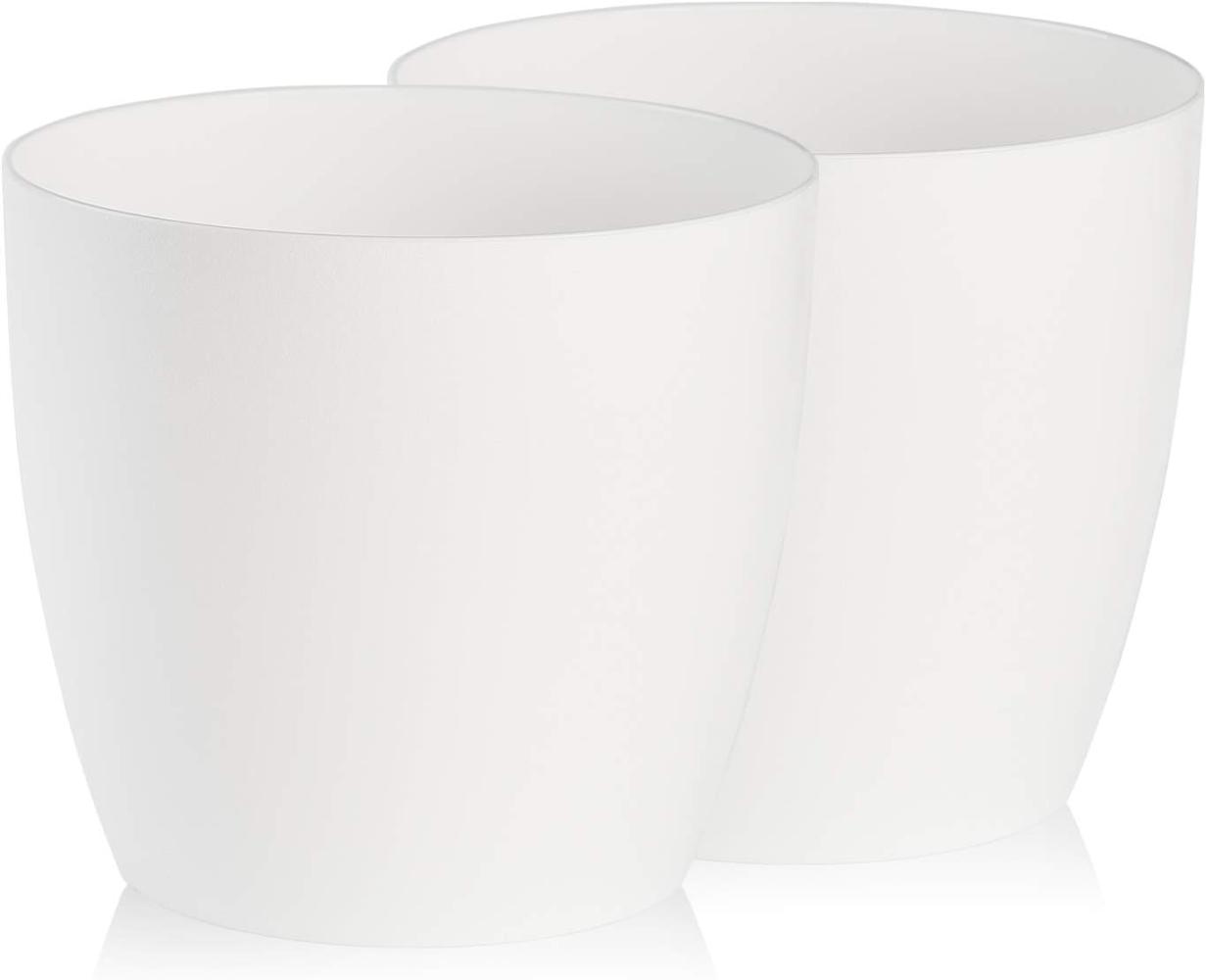 Tymar Blumentopf, 2er-Pack, Pflanzentopf aus Kunststoff, Moderne, matt, Runde Form (ø 30 cm, (2pack) Weiß) Bild 1