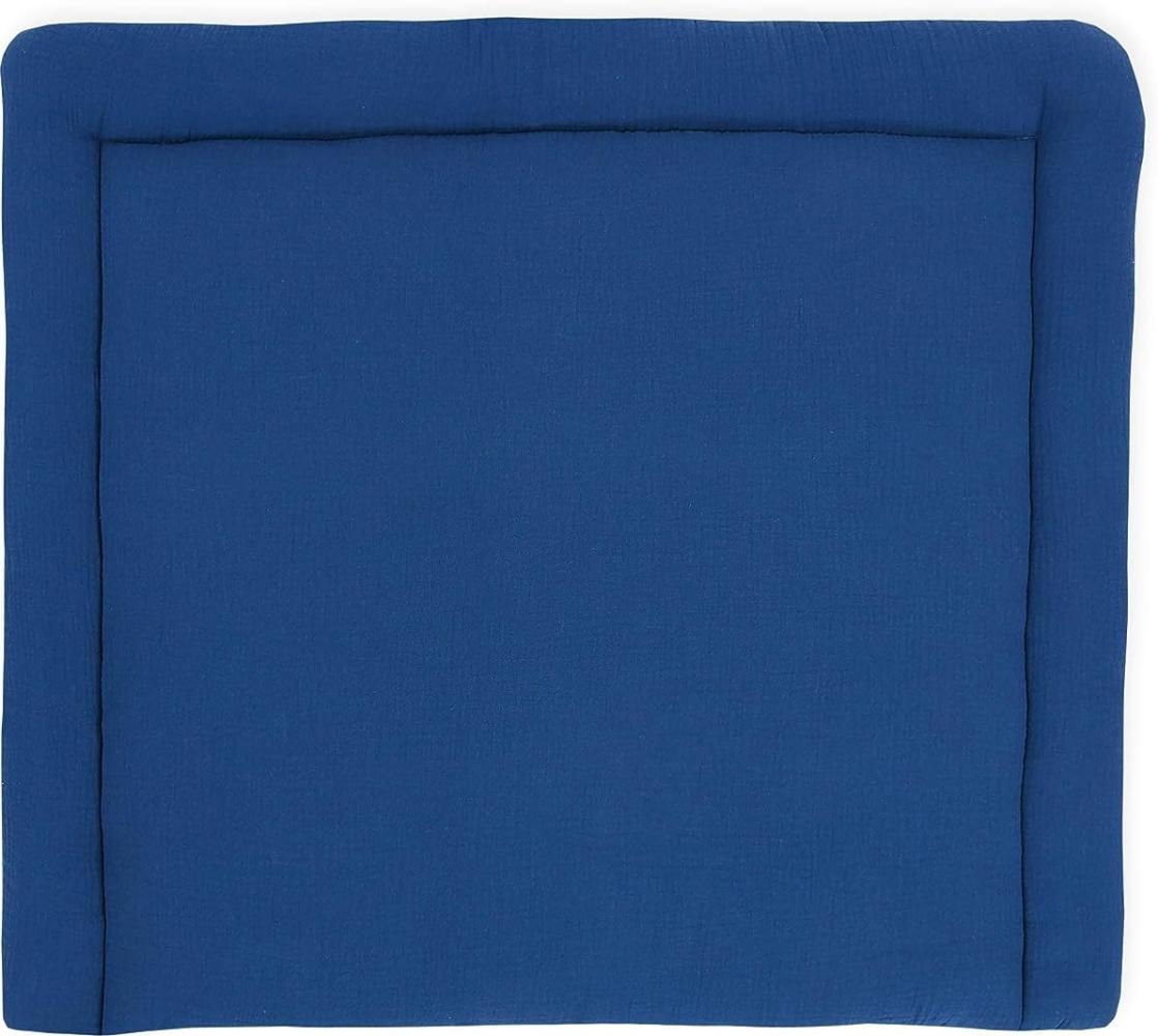 KraftKids Wickelauflage in Musselin blau, Wickelunterlage 78x78 cm (BxT), Wickelkissen Bild 1