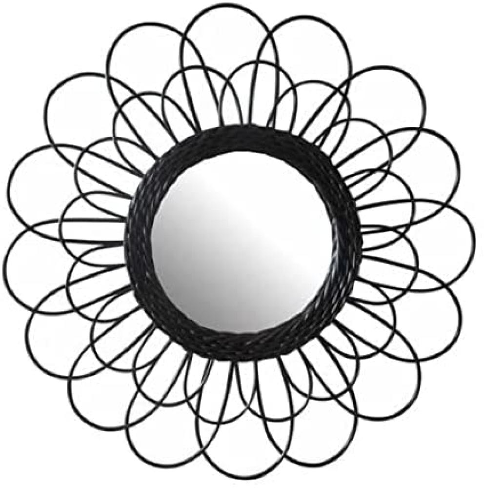 Spiegel rund Blume 50 cm Holz schwarz Bild 1