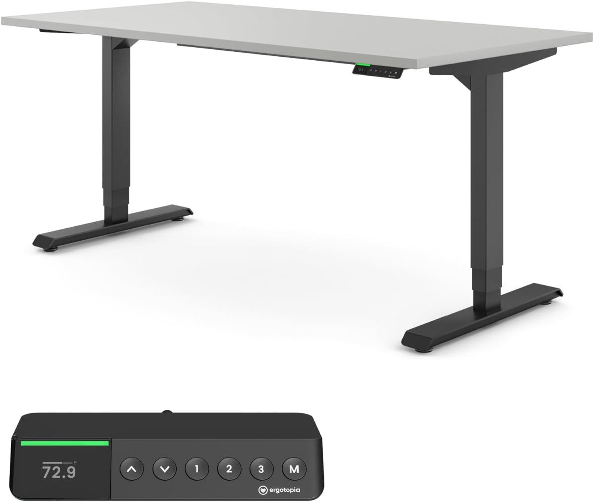 Desktopia Pro X - Elektrisch höhenverstellbarer Schreibtisch / Ergonomischer Tisch mit Memory-Funktion, 7 Jahre Garantie - (Grau, 160x80 cm, Gestell Schwarz) Bild 1