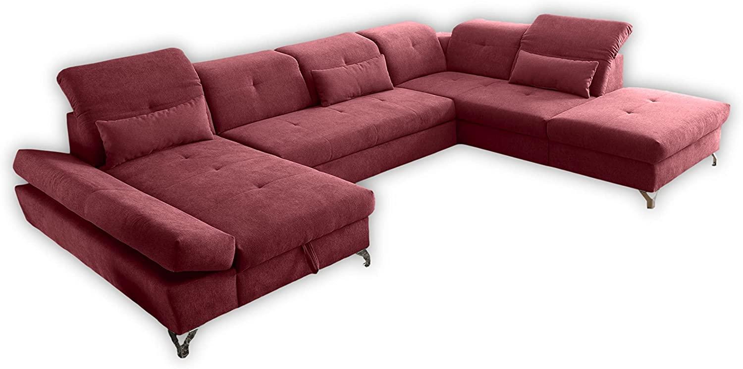 Couch MELFI R Sofa Schlafcouch Wohnlandschaft Schlaffunktion berry rot U-Form rechts Bild 1