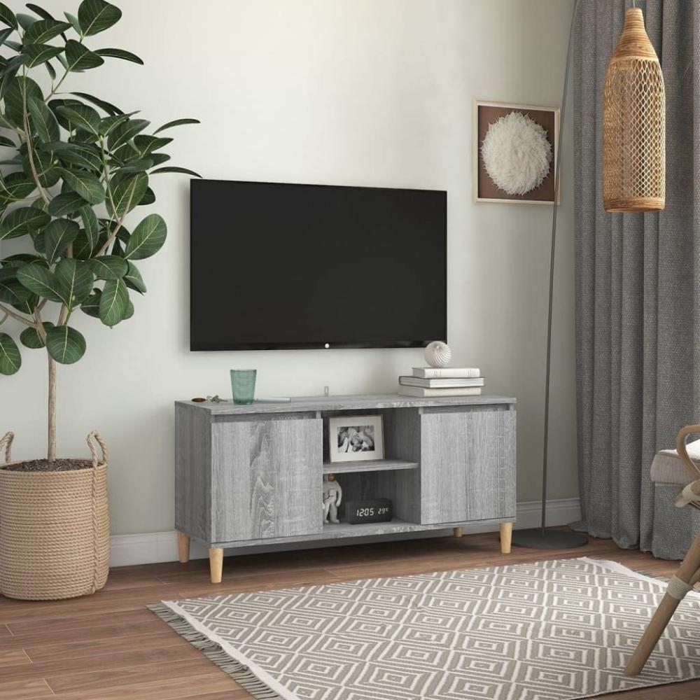 TV-Schrank mit Massivholz-Beinen Grau Sonoma 103,5x35x50 cm Bild 1