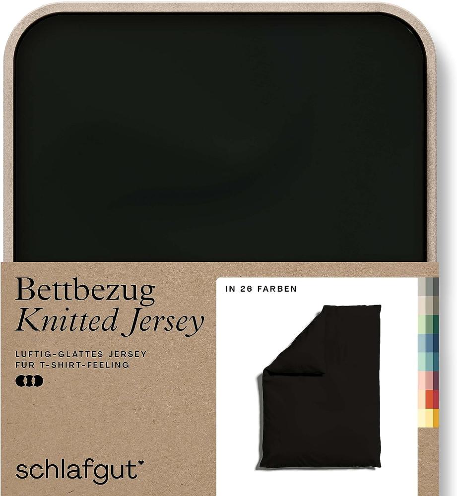 Schlafgut Knitted Jersey Bettwäsche | Bettbezug einzeln 135x200 -140x200 cm | off-black Bild 1