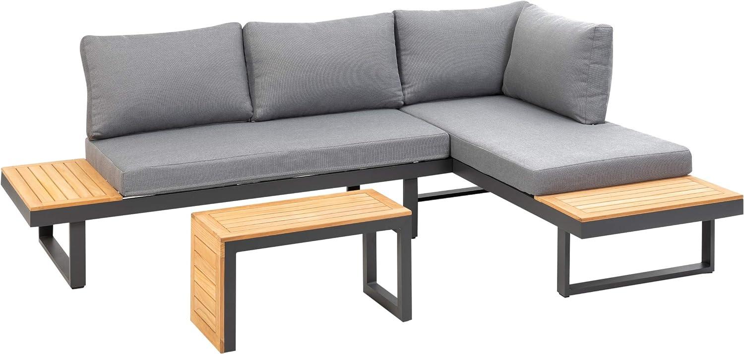 greemotion Lounge-Set Samara, 2-teilig, Gartenmöbel-Set, Loungemöbel-Set, aus Aluminium, schwarz, anthrazit, Holzfarben Bild 1