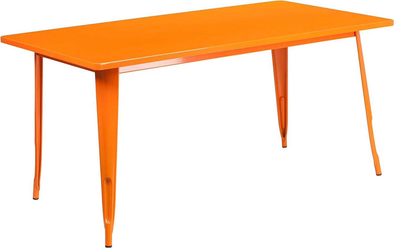 Flash Furniture Charis Commercial Grade 80 x 160 cm rechteckiger orangefarbener Metalltisch für drinnen und draußen Bild 1