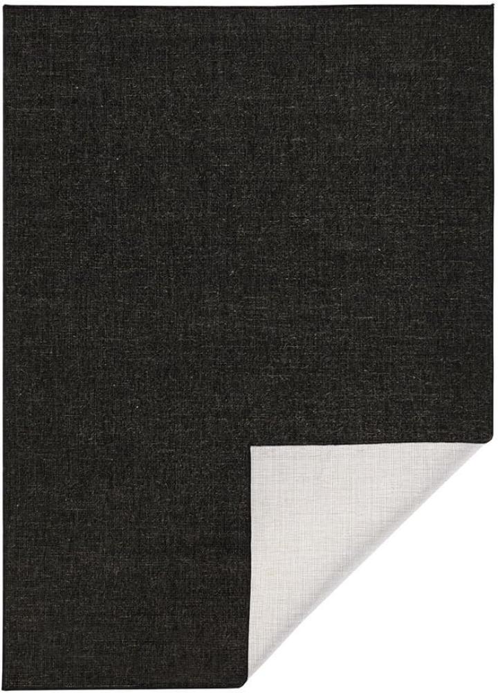 In- & Outdoor Wendeteppich Uni Miami Schwarz Creme - 80x150x0,5cm Bild 1