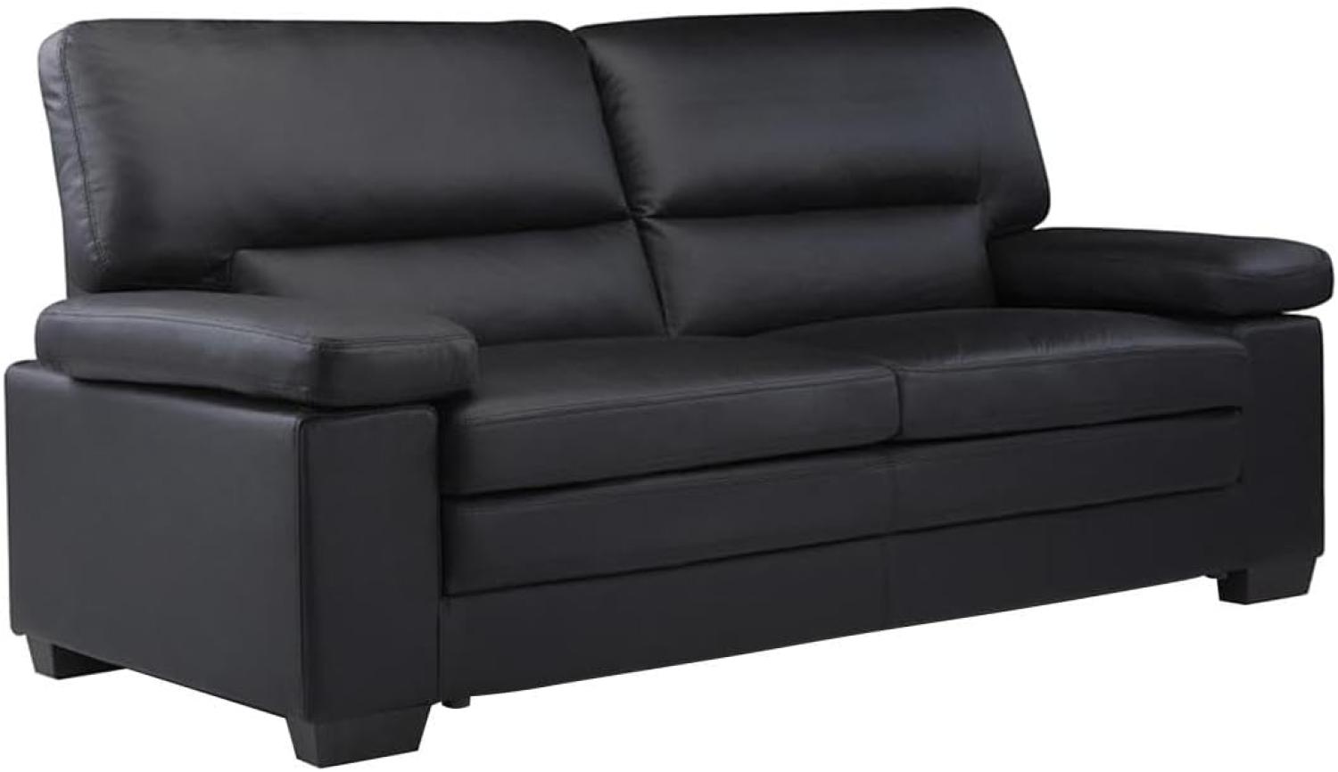 Ledersofa 3-Sitzer MIMAS - Büffelleder - Schwarz Bild 1