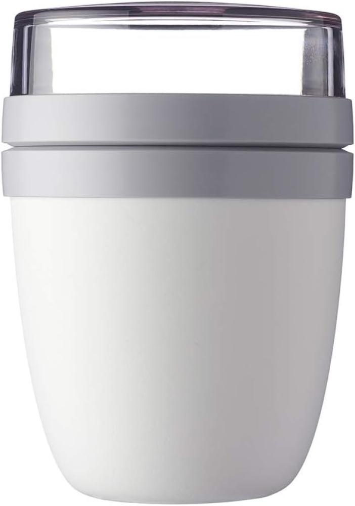Mepal - Lunchpot Ellipse - Praktischer Joghurtbecher & Müslibecher - Unterteilung für Joghurt & Müsli - Geeignet für Gefrierschrank, Mikrowelle & Spülmaschine - 500 ml + 200 ml - Weiß Bild 1