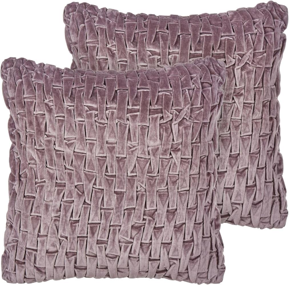 Kissen 2er Set Samtstoff Violett CHIRITA 45 x 45 cm Bild 1