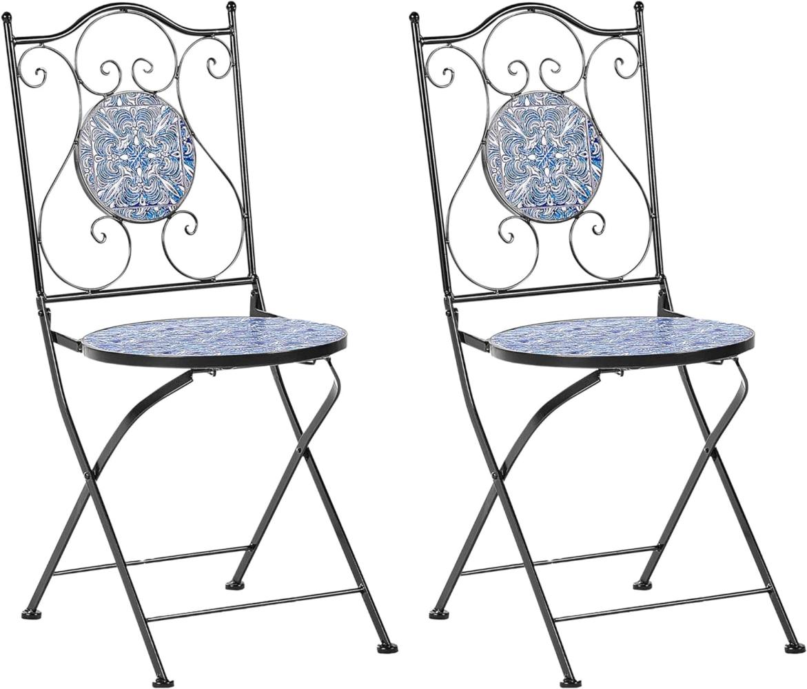 Gartenstuhl Metall schwarz blau 2er Set zusammenklappbar CIGLIANO Bild 1