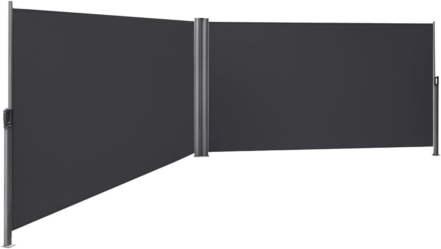 Doppel Seitenmarkise, TÜV SÜD zertifiziert, verdickter Polyester 280g/m², Anthrazit, GSA360G, 180 x 600cm Bild 1