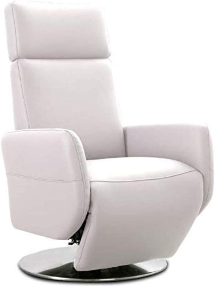 Cavadore TV-Sessel Cobra / Fernsehsessel mit 2 E-Motoren und Akku / Relaxfunktion, Liegefunktion / Ergonomie L / 71 x 112 x 82 / Echtleder Weiß Bild 1