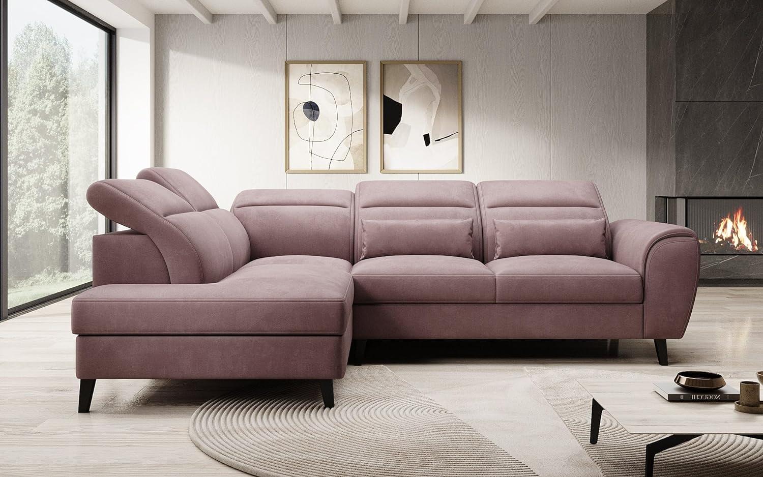 Designer Sofa Nobile mit verstellbarer Rückenlehne Samt Rosé Links Bild 1