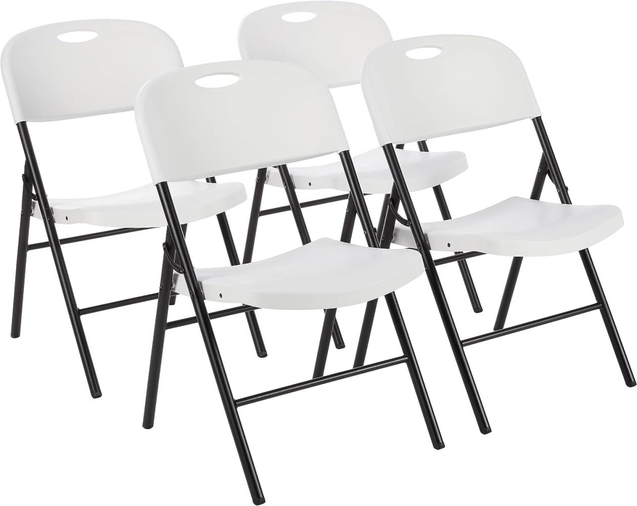 Amazon Basics Klappbarer Kunststoff-Stuhl, 157,5 kg Tragkraft, Weiß, 4er-Set Bild 1