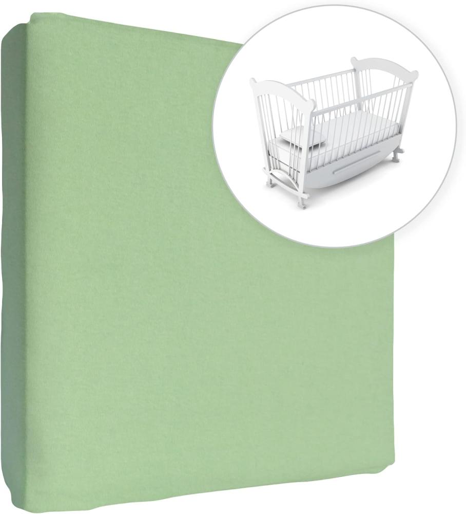 Jersey Spannbetttuch für Babybett, 100% Baumwolle, passend für 90 x 50 cm Babybett-Wiegebett-Matratze (Grün) Bild 1