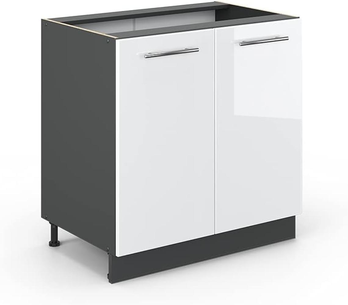 Vicco Unterschrank 80 cm Küchenschrank Hängeschrank Küchenzeile Fame-Line (Weiß Hochglanz) Bild 1