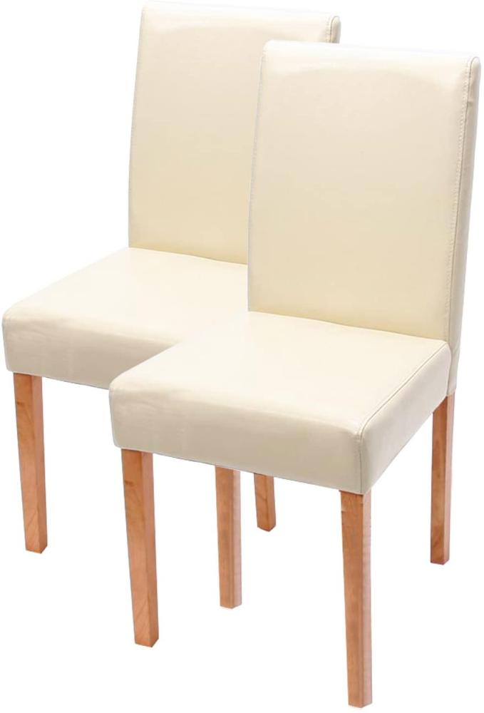 2er-Set Esszimmerstuhl Stuhl Küchenstuhl Littau ~ Leder, creme, helle Beine Bild 1