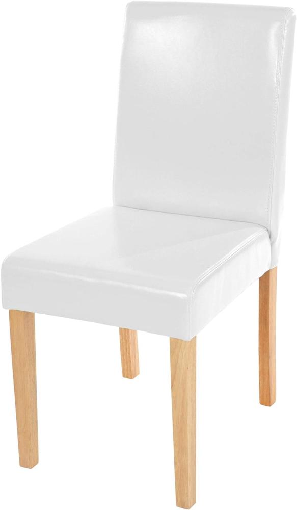 Esszimmerstuhl Littau, Küchenstuhl Stuhl, Kunstleder ~ weiß, helle Beine Bild 1