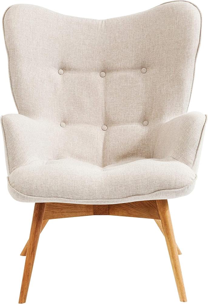 Kare Design Sessel Vicky, gemütlicher Loungesessel mit Armlehne, TV-Sessel mit hellem Holzgestell, (HxBxT) 94x73x83cm, weiß Bild 1