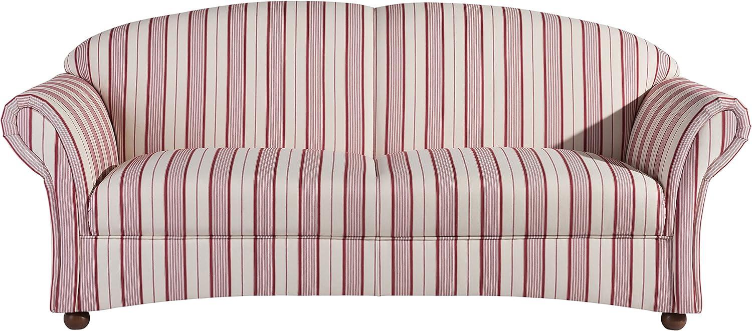 Corona Sofa 2,5-Sitzer Flachgewebe Rot Buche Nussbaumfarben Bild 1