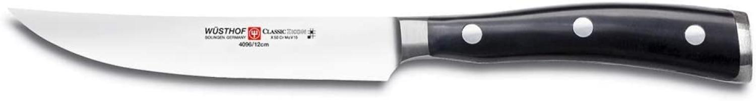 Wüsthof Steakmesser 12 cm Klinge, Classic Ikon (4096-7), scharfes Fleischmesser, geschmiedet, optimale Balance durch Doppelkropf Bild 1
