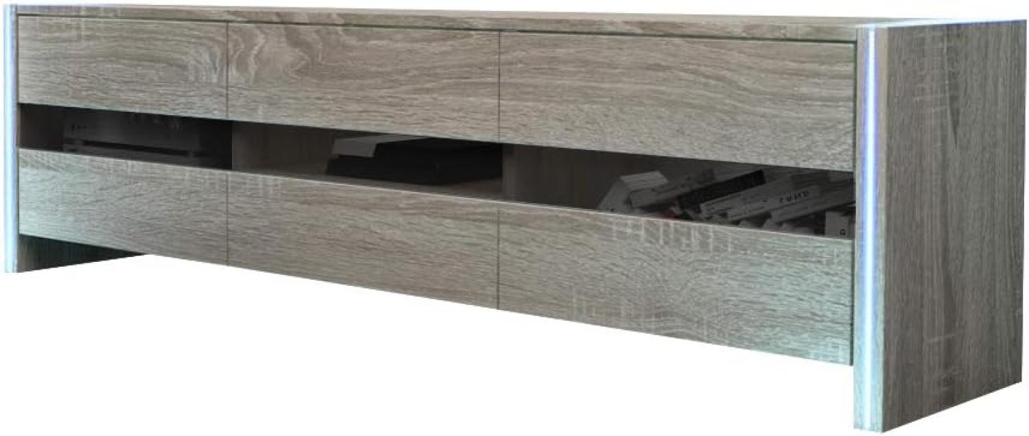 Selsey INCHEL – TV-Lowboard Gerätesteuerung bei geschlossenen Türen 139cm (Sonoma Eiche Matt mit LED) Bild 1