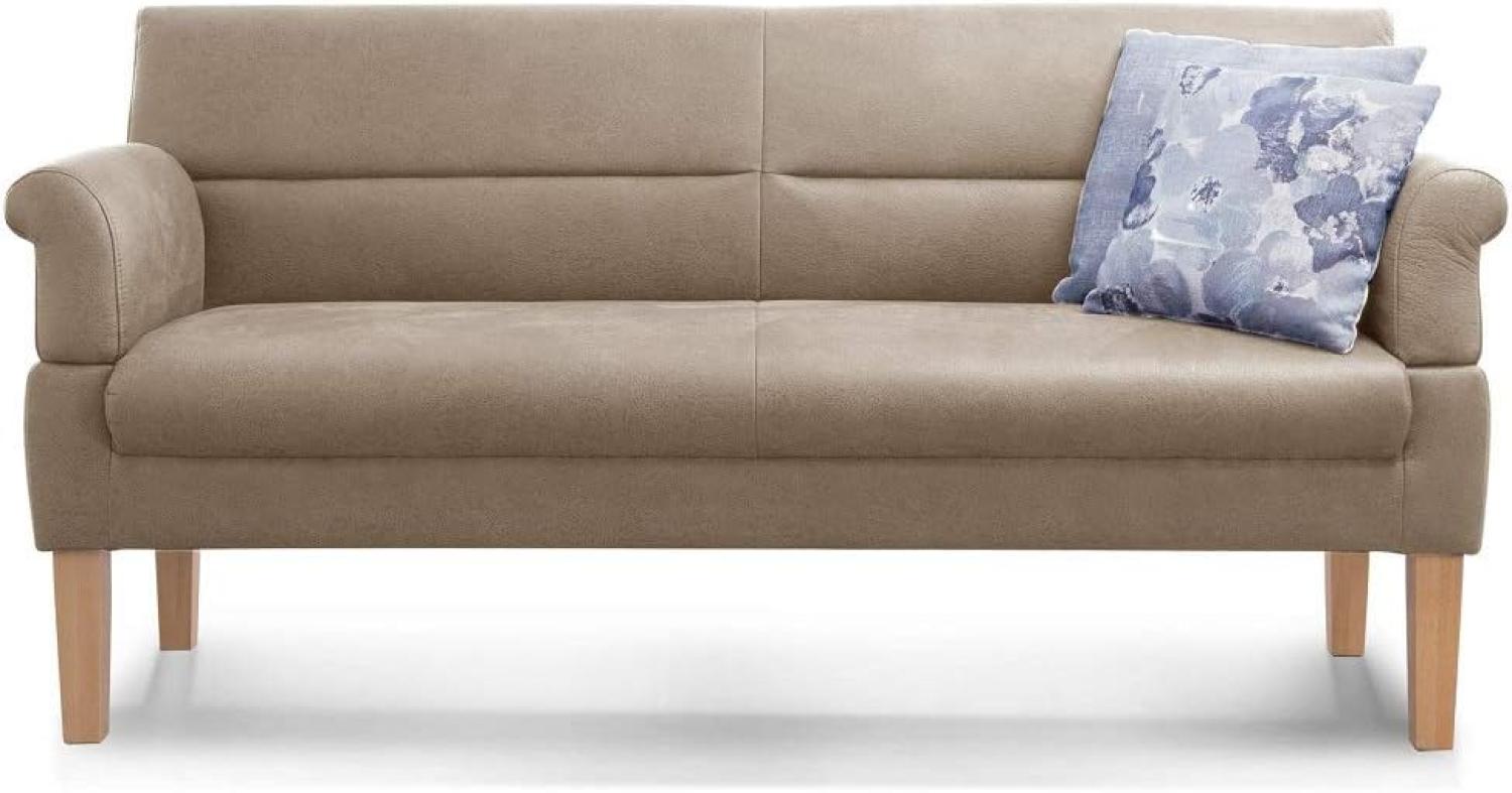 Cavadore 3-Sitzer Sofa Kira mit Federkern / Sitzbank für Küche, Esszimmer / Inkl. Armteilfunktion / 189 x 94 x 81 / Lederoptik beige Bild 1