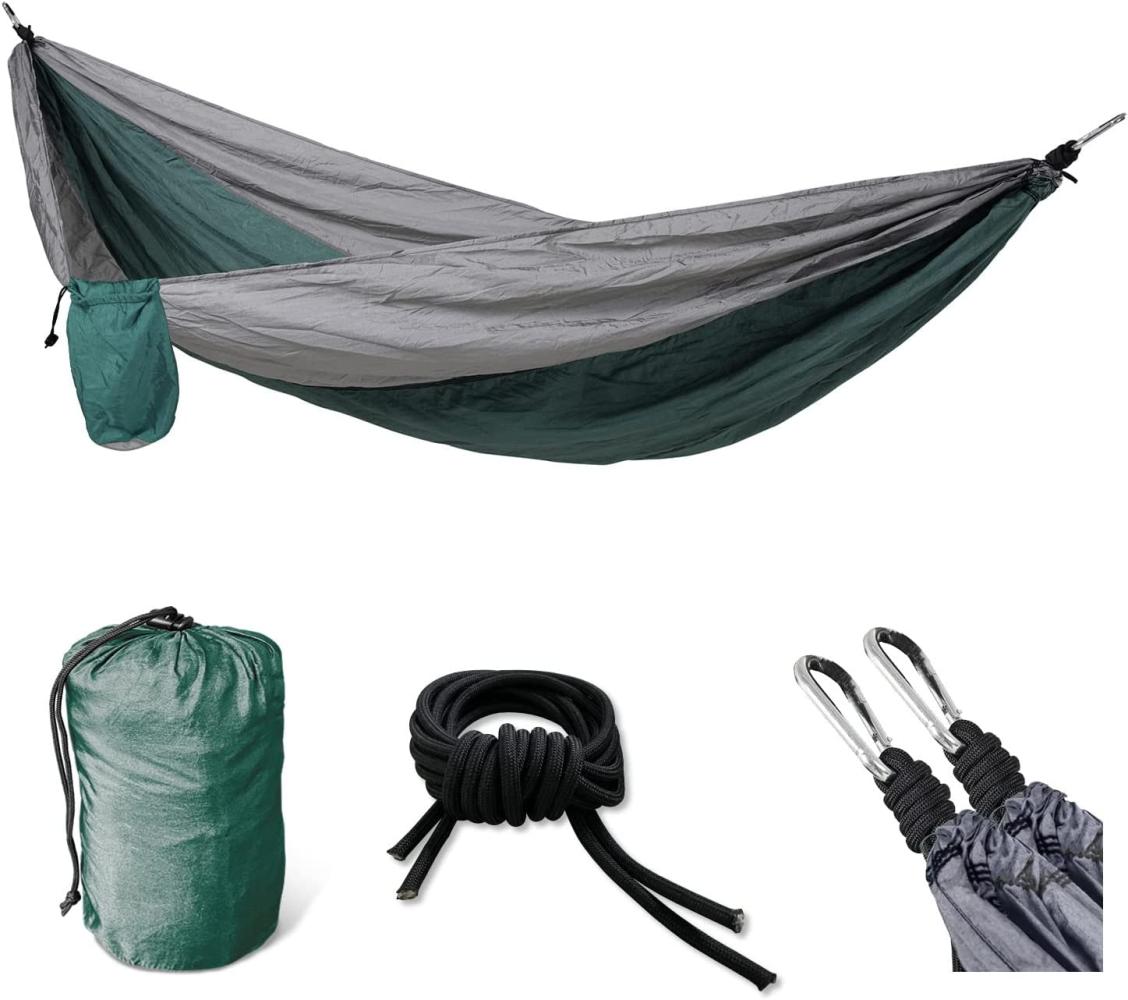 SVITA Hängematte Outdoor Camping ultraleicht Befestigung 1-2 Personen Blau Grün Hellgrau Bild 1