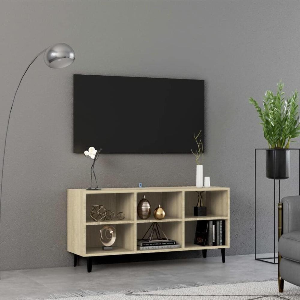 vidaXL TV-Schrank mit Metallbeinen Sonoma-Eiche 103,5x30x50 cm Bild 1