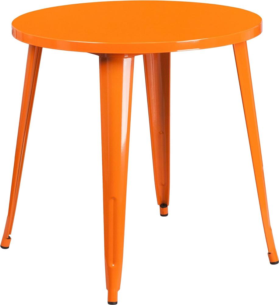 Flash Furniture Tisch für drinnen und draußen aus Metall, kommerzielle Qualität, 76,2 cm, Orange Bild 1