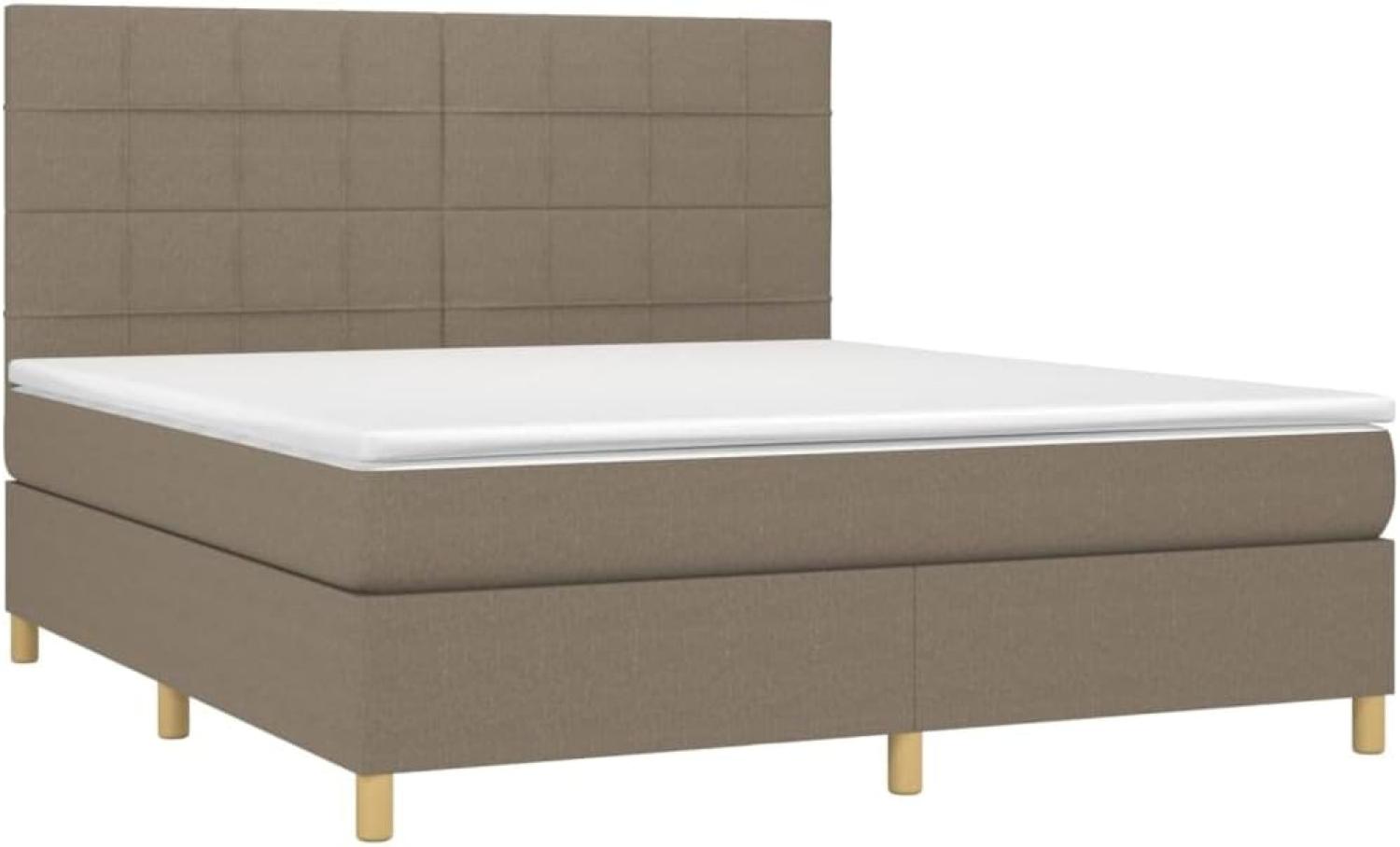 vidaXL Boxspringbett mit Matratze Taupe 180x200 cm Stoff Bild 1