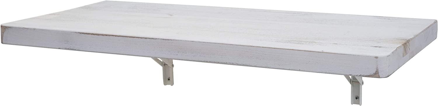 Wandtisch HWC-H48, Wandklapptisch Wandregal Tisch, klappbar Massiv-Holz ~ 100x50cm shabby weiß Bild 1