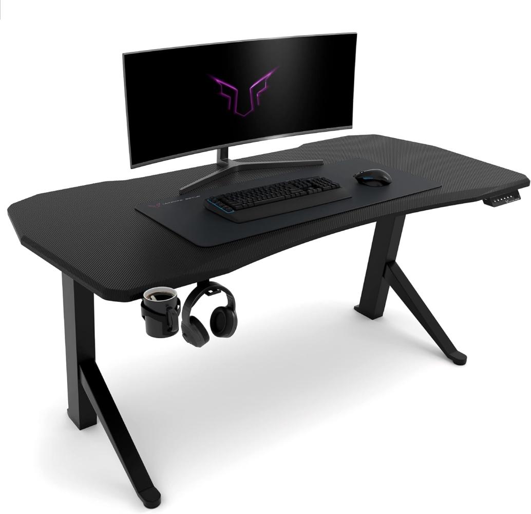 Ultimate Setup® Gaming Tisch höhenverstellbar elektrisch schwarz, Gamer Tisch, Gaming Schreibtisch, Gaming Desk, Gaming Tisch 160x80 cm, Gaming Room Bild 1