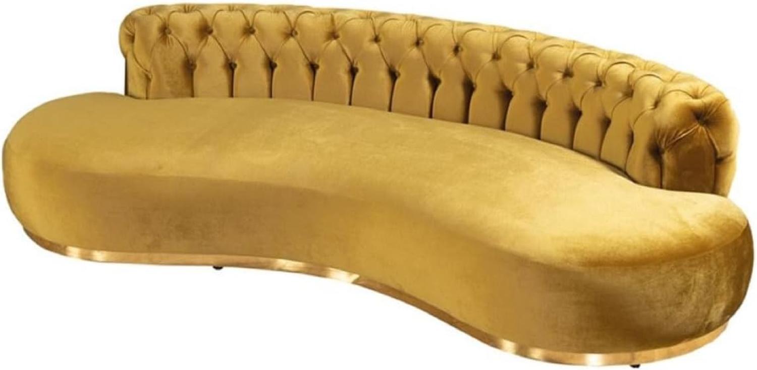 Casa Padrino Luxus Chesterfield Sofa Gold 250 x 130 x H. 85 cm - Gebogenes Wohnzimmer Sofa - Hotel Sofa - Wohnzimmer Möbel - Chesterfield Möbel - Luxus Möbel - Luxus Einrichtung Bild 1