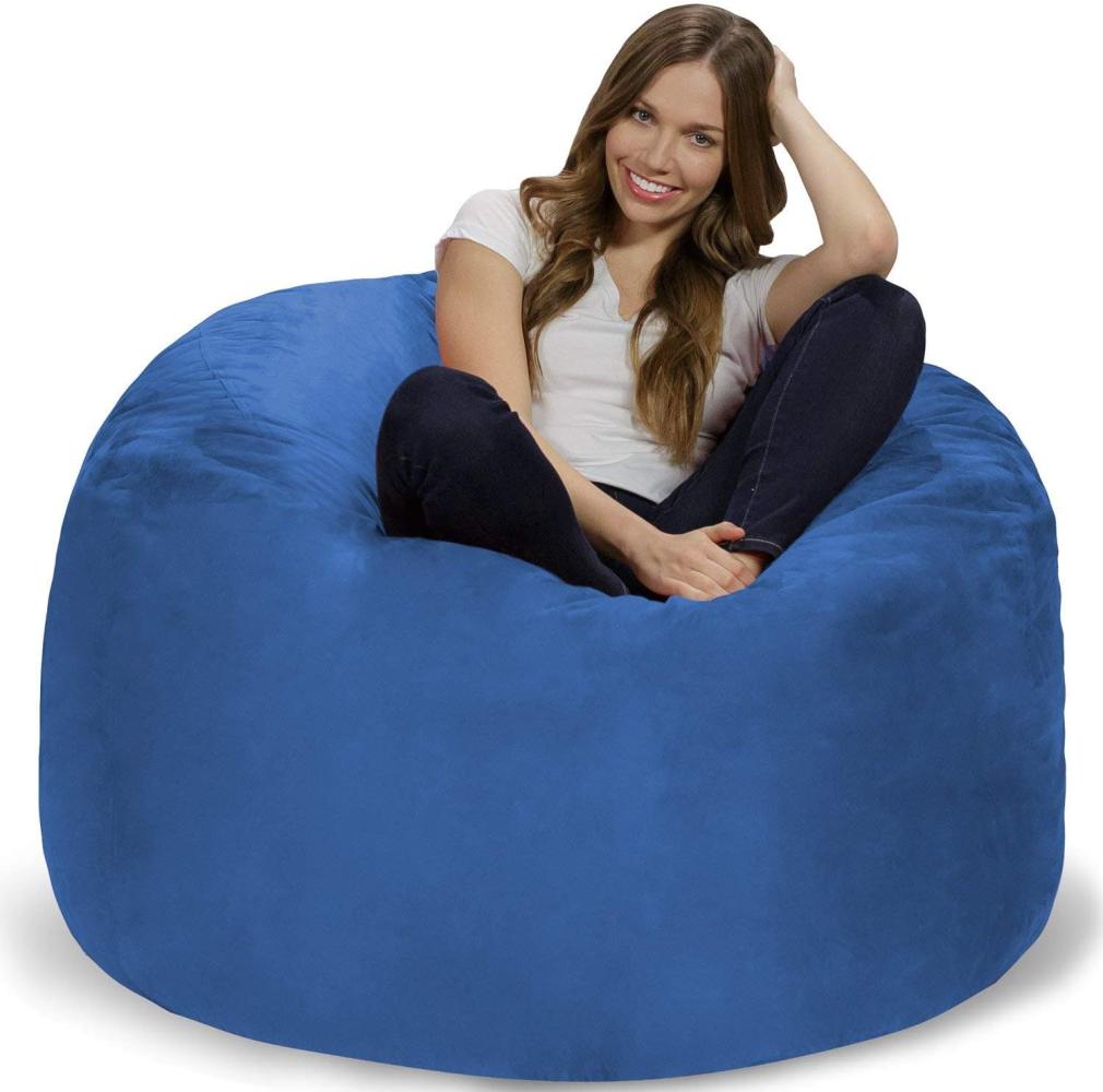Chill Sack Bohnenbeutelstuhl: Riesige 4' Memory Schaum Möbel Bean Bag - großes Sofa mit weicher Microfaser - Königsblau Bild 1