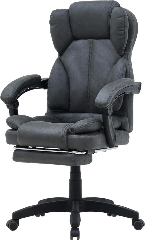 Bürostuhl mit gepolsterten 3-Punkt-Armlehnen - Schreibtischstuhl mit Kopf- und Fußstütze - ergonomischer Bürostuhl mit einer verstellbaren Rückenlehne für gesündere Sitzpositionen Anthrazit Bild 1