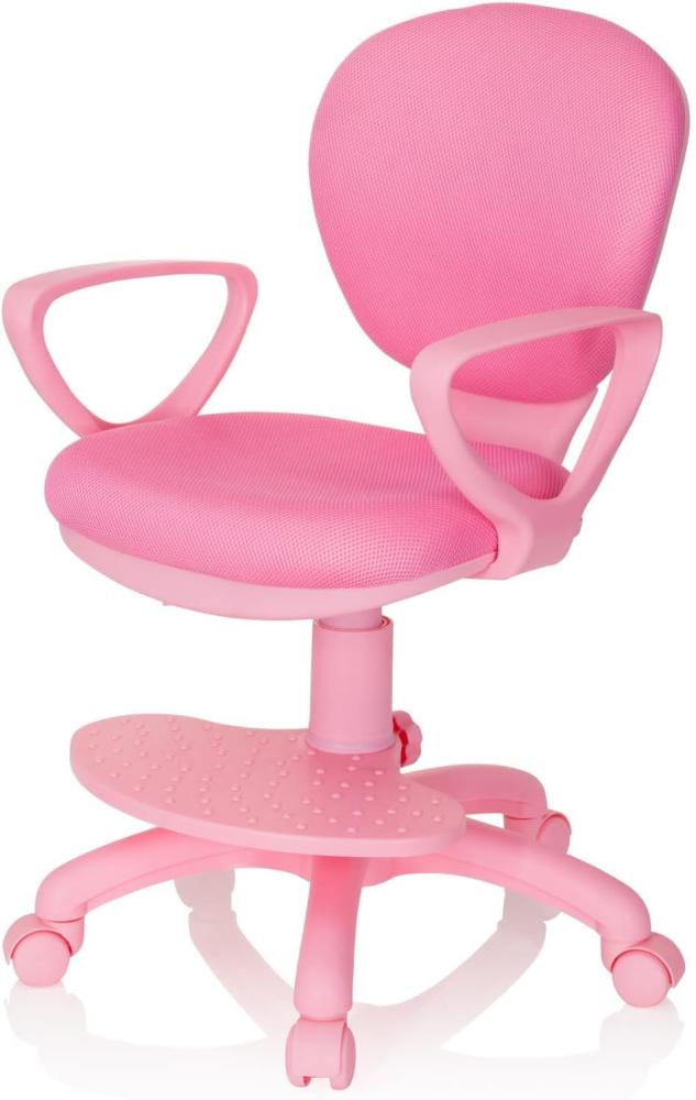 hjh OFFICE 670977 Kinderdrehstuhl Kid Colour Stoff Pink Schreibtischstuhl Kinder, Fußablage & Sitzfläche höhenverstellbar Bild 1
