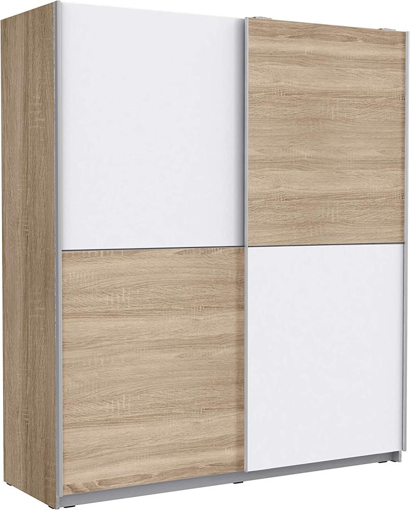 FORTE Winner Schwebetürenschrank mit 2 Türen, Holzwerkstoff, Sonoma Eiche Dekor + Weiß, 170. 3 x 61. 2 x 190. 5 cm Bild 1