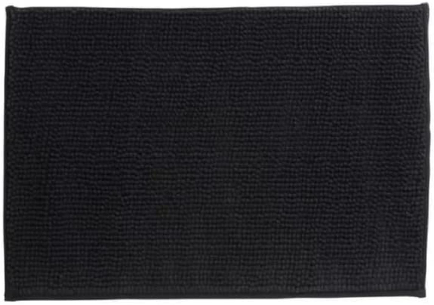 MSV Badteppich Badvorleger Duschvorleger Chenille Hochflor Badematte 40x60 cm – Schwarz Bild 1