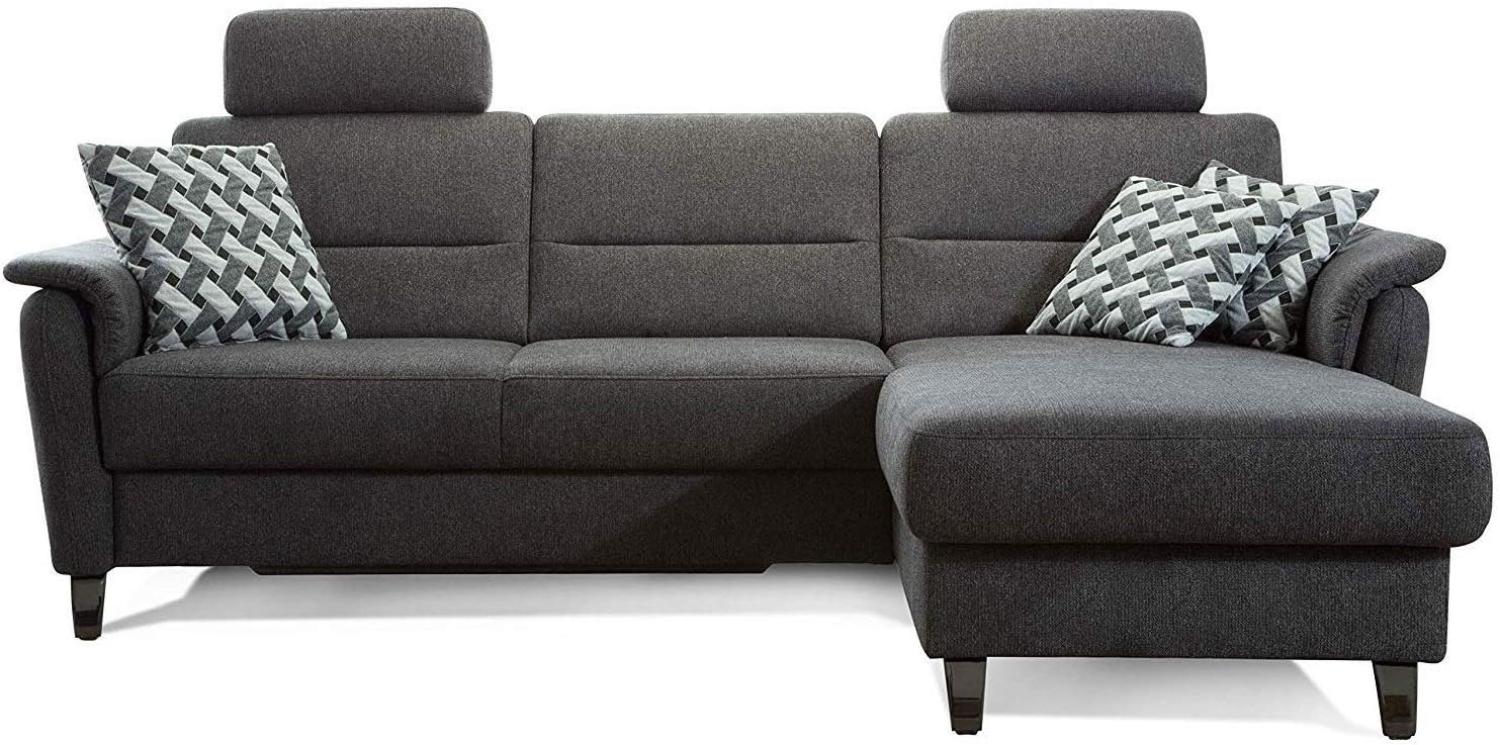 Cavadore Ecksofa Palera mit Federkern / L-Form Sofa mit Longchair rechts / 244 x 89 x 164 / Stoff Dunkelgrau Bild 1