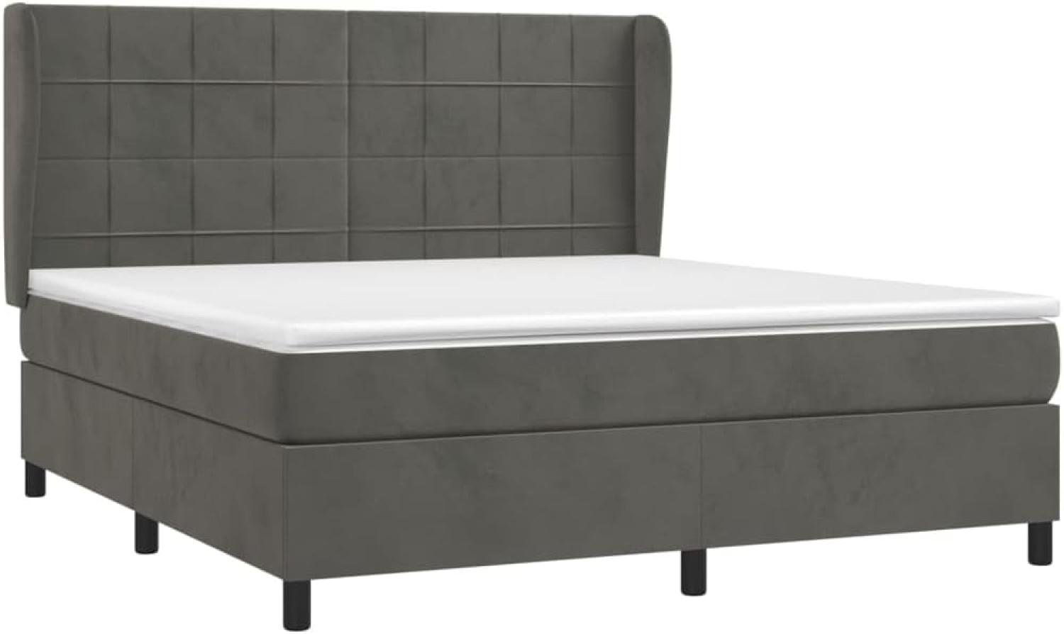 vidaXL Boxspringbett mit Matratze Dunkelgrau 160x200 cm Samt Bild 1