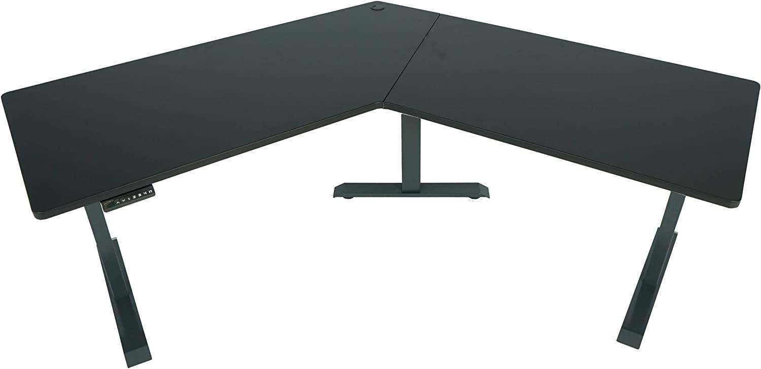 'HWC-D40' Schreibtisch mit 120°- WInkel elektrisch höhenverstellbar, schwarz/ anthrazit-grau, 56-121 x 75 x 257 cm Bild 1