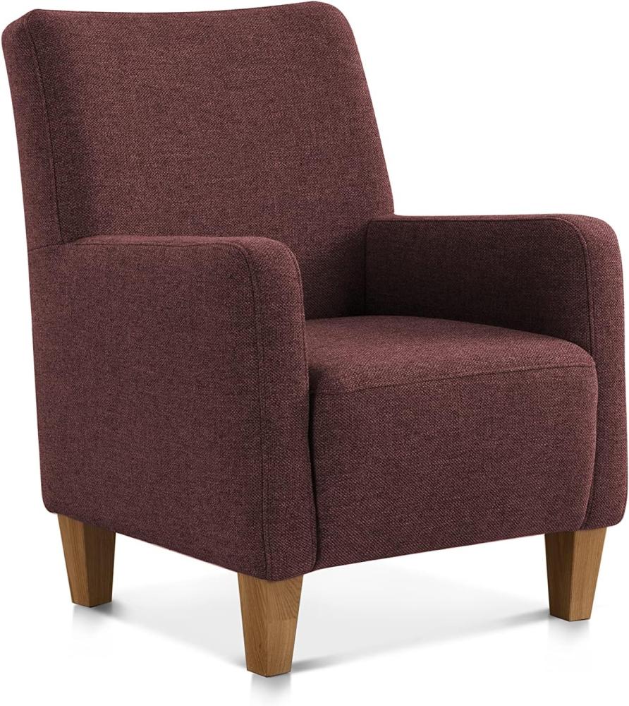 CAVADORE Sessel Ben mit Federkern / Moderner, vielseitiger Armlehnensessel / Passender Hocker separat erhältlich / 74 x 93 x 81 / Mehrfarbiger Strukturstoff, Rot Bild 1