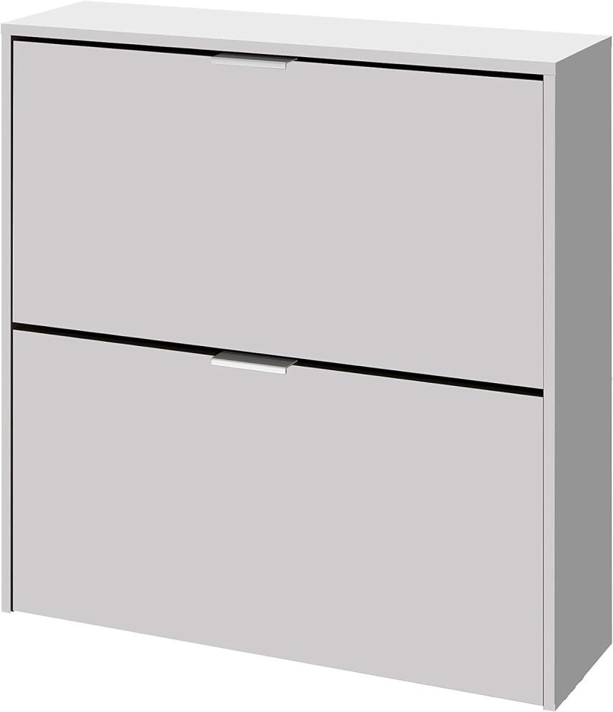 Schuhregal 2-türig, Schuhregal Schmal, Ausführung in Weiß, Maße: 75 cm (Breite) x 76 cm (Höhe) x 22 cm (Tiefe) Bild 1