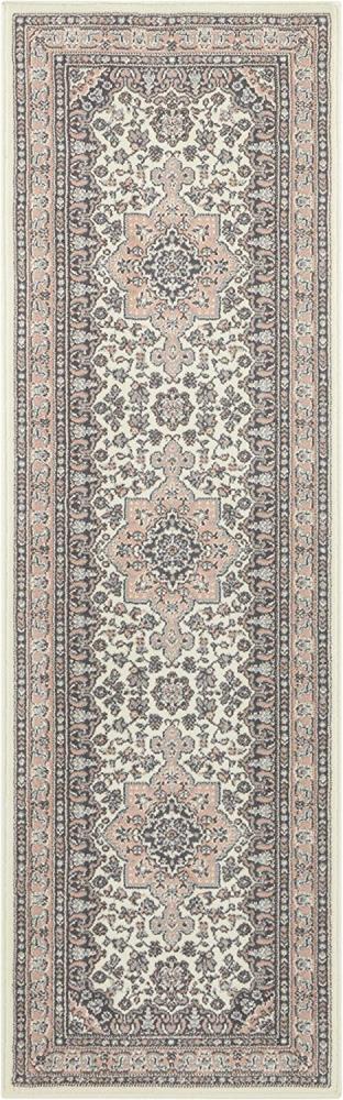 Orientalischer Kurzflor Teppich Parun Täbriz Creme Rosa - 80x250x0,9cm Bild 1