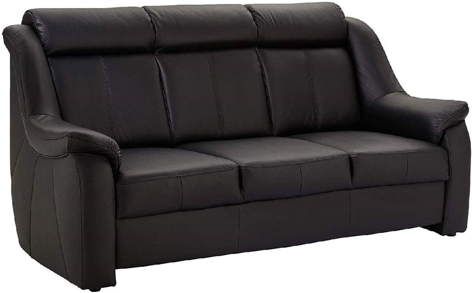 Cavadore 3er Ledersofa Beata moderne 3-sitzige Couch in Leder, Echtleder, schwarz, 188 x 98 x 92 cm Bild 1