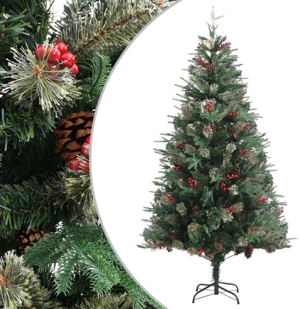 vidaXL Weihnachtsbaum mit Zapfen Grün 195 cm PVC & PE Bild 1