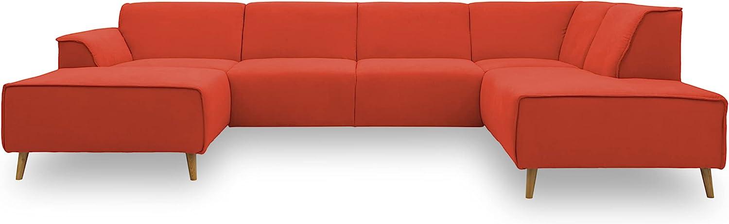 DOMO Collection Jules Wohnlandschaft, Skandinavisches Sofa mit Federkern, Couch in U-Form, orange, 159x333x191 cm Bild 1